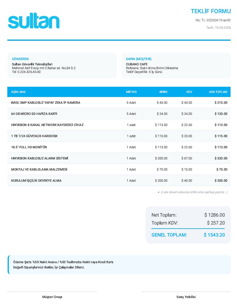 PDF Çıktısı Ekranı